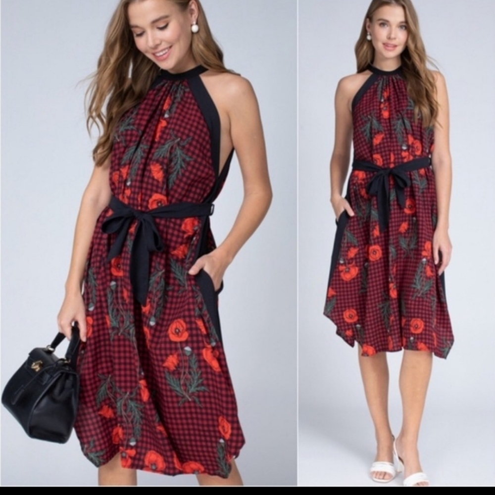 Floral Rose Plaid Dress